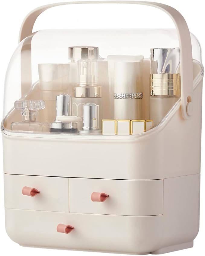 Large Makeup Organizer w Drawers Beauty Organizer Makeup Box Holder Vanity Organization Desk Countertop MakeUp Organizers Bathroom Counter Organizer Skincare Cosmetic Case Stand Dustproof Lid Gift-NeatNest