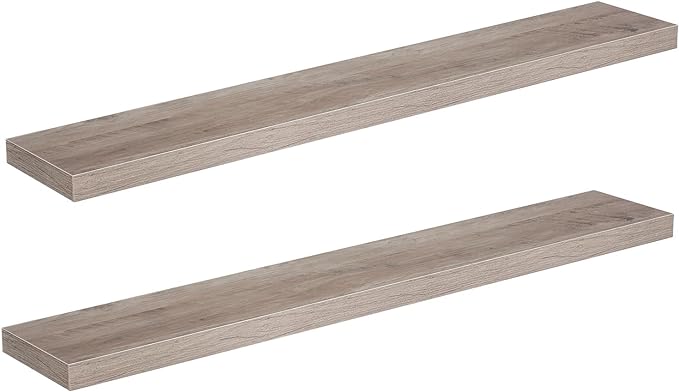 HOOBRO Floating Shelves for Wall, Wall Mounted Shelf Set of 2, 47.2" Hanging Shelf with Invisible Brackets, for Wall in Bathroom, Bedroom, Toilet, Kitchen, Living Room, Office, Greige BG120BJP201-NeatNest
