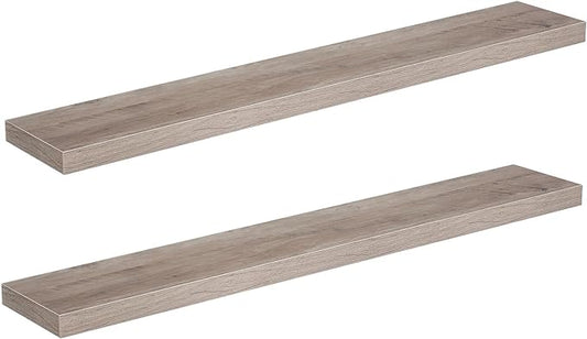HOOBRO Floating Shelves for Wall, Wall Mounted Shelf Set of 2, 47.2" Hanging Shelf with Invisible Brackets, for Wall in Bathroom, Bedroom, Toilet, Kitchen, Living Room, Office, Greige BG120BJP201-NeatNest