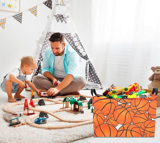 CLOCOR Rectangular Basketball Storage Basket Empty, Gift Basket, Room Decor(Basketball)-NeatNest