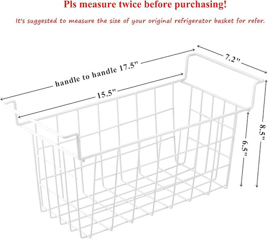 Chest Freezer Baskets 17.5 Inch, Chest Freezer Organizer Bins Metal Wire Storage Baskets with Hanging Handles for Deep Freezer, Set of 2-NeatNest