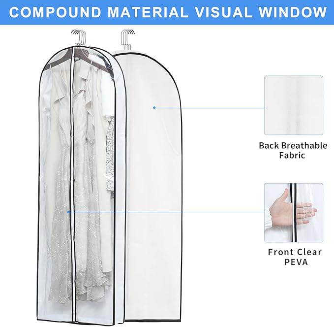 Clear Garment Storage with 4" Gusseted Hanging Covers - Durable, Transparent Protectors for Long Coats, Gowns, Dresses - 24"x 60"x 4" / 6 Pack-NeatNest