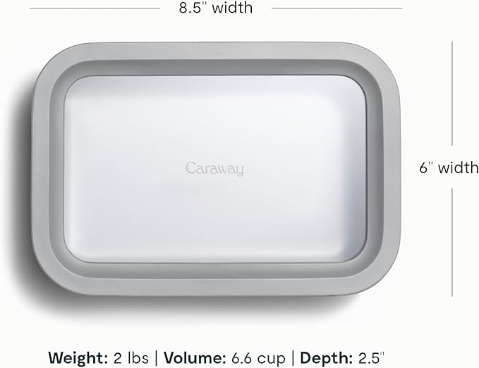 Caraway Glass Food Storage - 6.6 Cup Glass Container - Ceramic Coated Food Container - Non Toxic, Non Stick - Dishwasher, Oven, & Microwave Safe – Gray-NeatNest