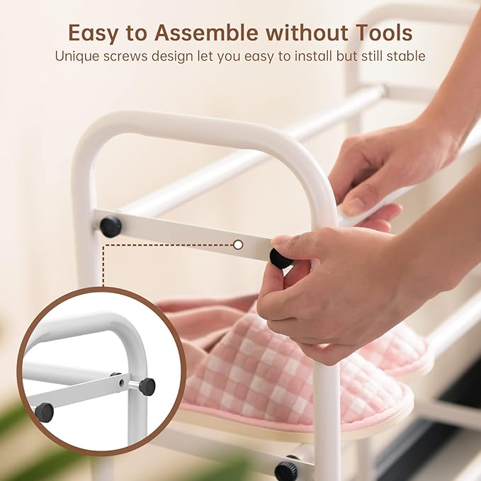 Gonfoam 2-Tier Expandable Shoe Rack,Adjustable Shoe Shelf Storage Organizer Heavy Duty Metal Free Standing Shoe Rack for Entryway Closet Doorway (White)-NeatNest