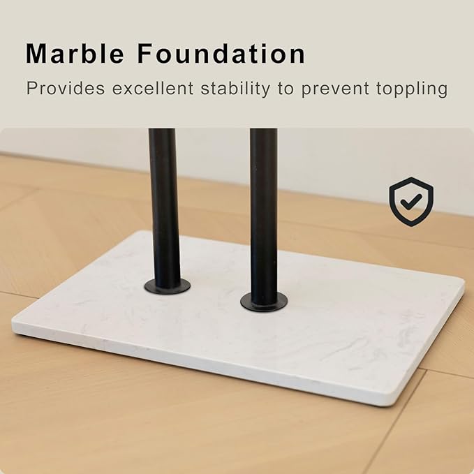 Coat Rack Freestanding with Marble Base Sturdy Coat Tree Heavy Duty Clothes Rack for Entryway Bedroom Living Room Hotel 14.96 x 10.24 x 68.9 Inches (Black)-NeatNest