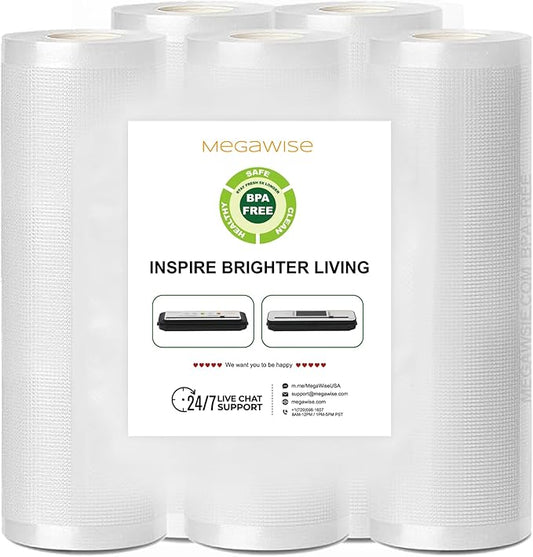 MEGAWISE Vacuum Sealer Bags (11''x 14''-25pcs) for Food Freshness Preservation, BPA Free Vacuum Storage Bags for Food or Sous Vide, Seal a Meal,Double-Sided Texture, Double Lock Freshness (25 count)-NeatNest