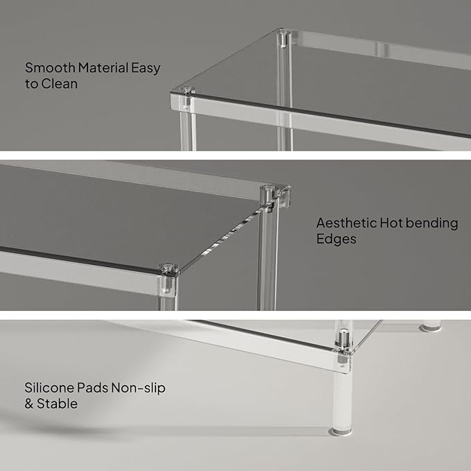 Aquiver 3-Tier Acrylic Shoe Rack - Modern Freestanding Shoe Storage Shelf for Entryway, Closet - 25.6'' L x 11.8'' W x 20.3'' H, Easy Assembly & Clean-NeatNest