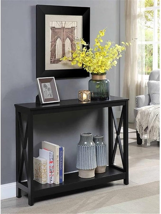 Convenience Concepts Oxford Console Table 39.5" - Sofa Table with Storage Shelf, Transitional Entryway Hall Table for Living Room and Bedroom, Display Foyer Table, Black-NeatNest