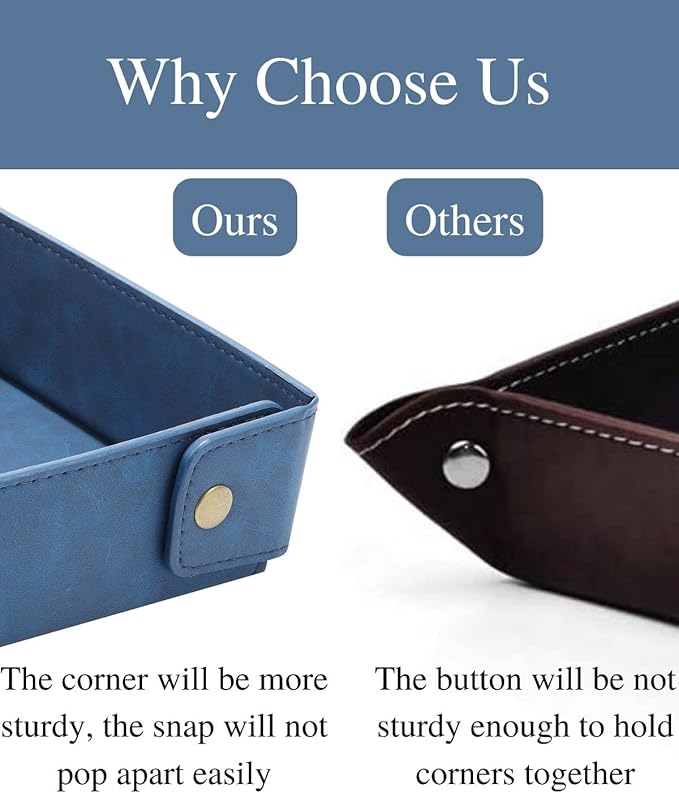 CASIRENA Father's Day Gifts Faux Leather Valet Tray Organizer for Men - Catch-All Tray for Entryway Table Key, Wallet, Watch, Coin Change, Phone, Dresser EDC Dump Jewelry, Bedside Nightstand Desk-top-NeatNest