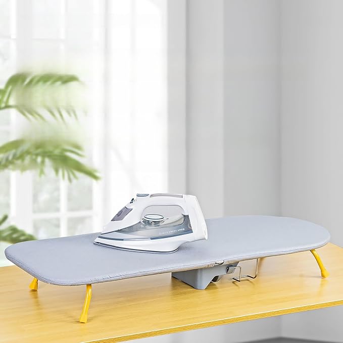 Wall Mount Folding Ironing Board with Iron Holder, Tabletop Mini Ironing Board, Compact Portable Design, Gray