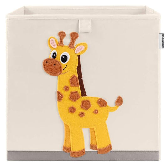 CLCROBD Foldable Animal Cube Storage Bins Fabric Toy Box/Chest/Organizer for Kids Nursery, 13 inch (Elegant Giraffe)-NeatNest