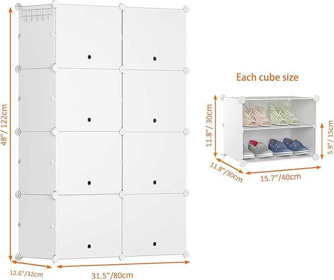 HOMIDEC Shoe Rack, 8 Tier Shoe Storage Cabinet 32 Pair Plastic Shoe Shelves Organizer for Closet Hallway Bedroom Entryway-NeatNest