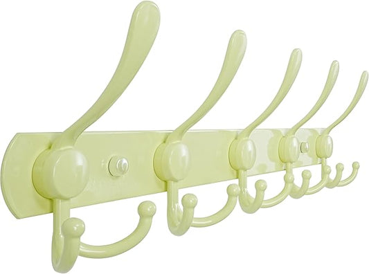 Dseap Coat Rack Wall Mounted - 5 Tri Hooks, Heavy Duty, Stainless Steel, Metal Coat Hook Rail for Coat Hat Towel Purse Robes Mudroom Bathroom Entryway, Yellow-NeatNest