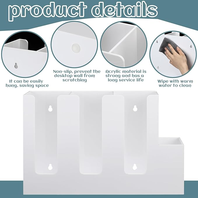 Cunhill 4 Compartments Acrylic Coffee Cup and Lid Storage Organizer Holder Disposable Paper Cup Dispenser Organizer Plastic Lid Holder Accessories for Kitchen Bar Shop Party Supplies (White)-NeatNest