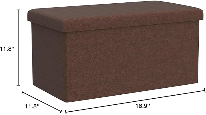 DAYARD Linen Fabric Storage Ottoman Foot Stool, Foldable Storage Bench for Bedroom, Living Room, Coffee-NeatNest