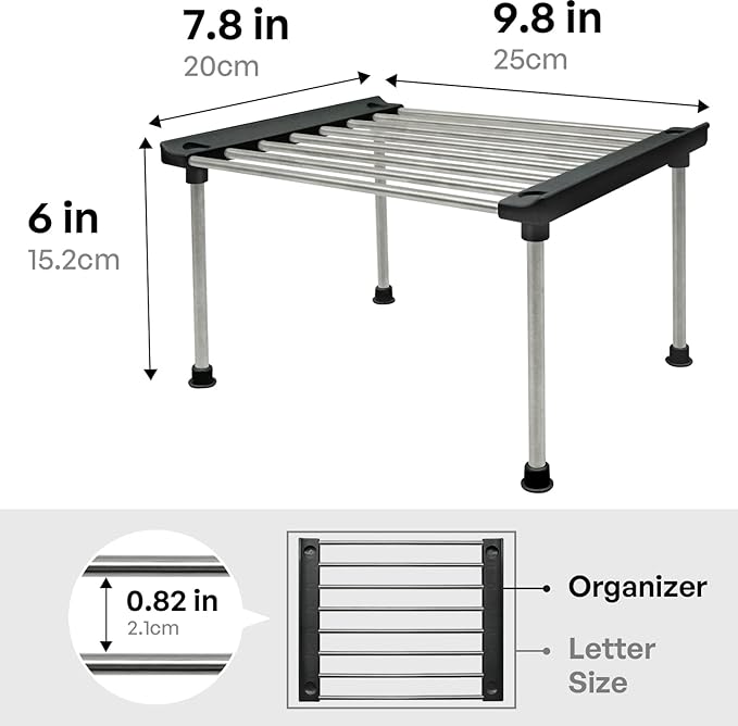 carrotez Cabinet Organizer Shelf, Set of 2 Stackable Kitchen Counter Shelves, Kitchen Cabinet Organizers and Storage, Pantry Storage Shelf Organizer, 9.8 x 7.8 x 6.1 - Black-NeatNest