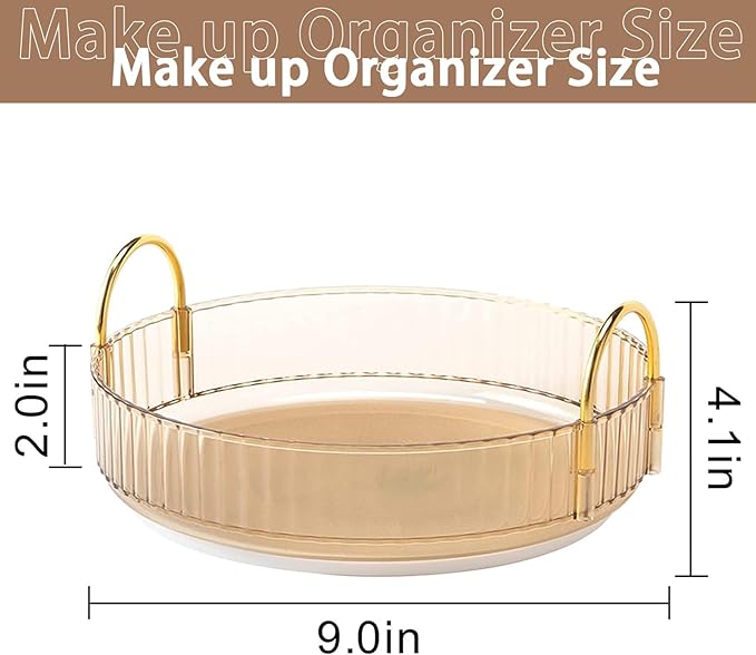 Rotating Makeup Organizer for Vanity, High-Capacity Skincare Clear Make Up Storage Perfume Organizers Cosmetic Dresser Organizer Countertop 360 Spinning (Gold, 1 Tier)-NeatNest