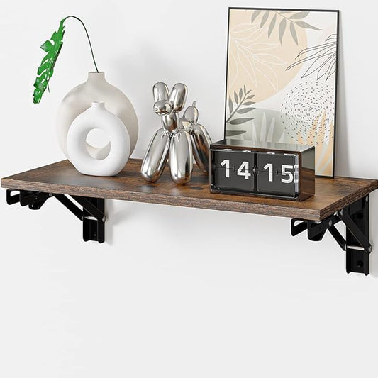 Floating Shelves for Wall Decor, Set of 1, Wood Wall Mounted Storage Shelves, Farmhouse Floating Shelf for Bathroom Decor, Bedroom, Living Room, Kitchen, Rustic Brown-NeatNest