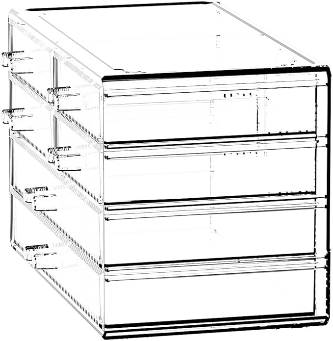 ZHIAI Stackable Storage Drawers, Acrylic Bathroom Counter Organizer Clear Makeup Organizers for Vanity, Kitchen Cabinets, Bathroom, Undersink, Home Organization and Storage (6 Drawers, Pattern F)-NeatNest
