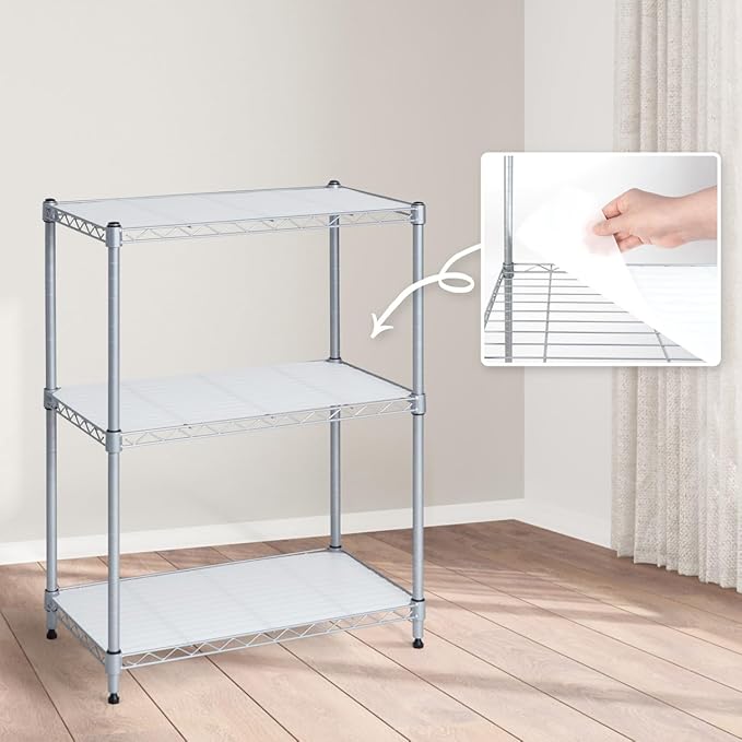 CAPHAUS NSF Silver Adjustable Shelves Metal Wire Shelving Unit w/Liners, Kitchen & Garage Storage Organizer, 3-Tier-NeatNest