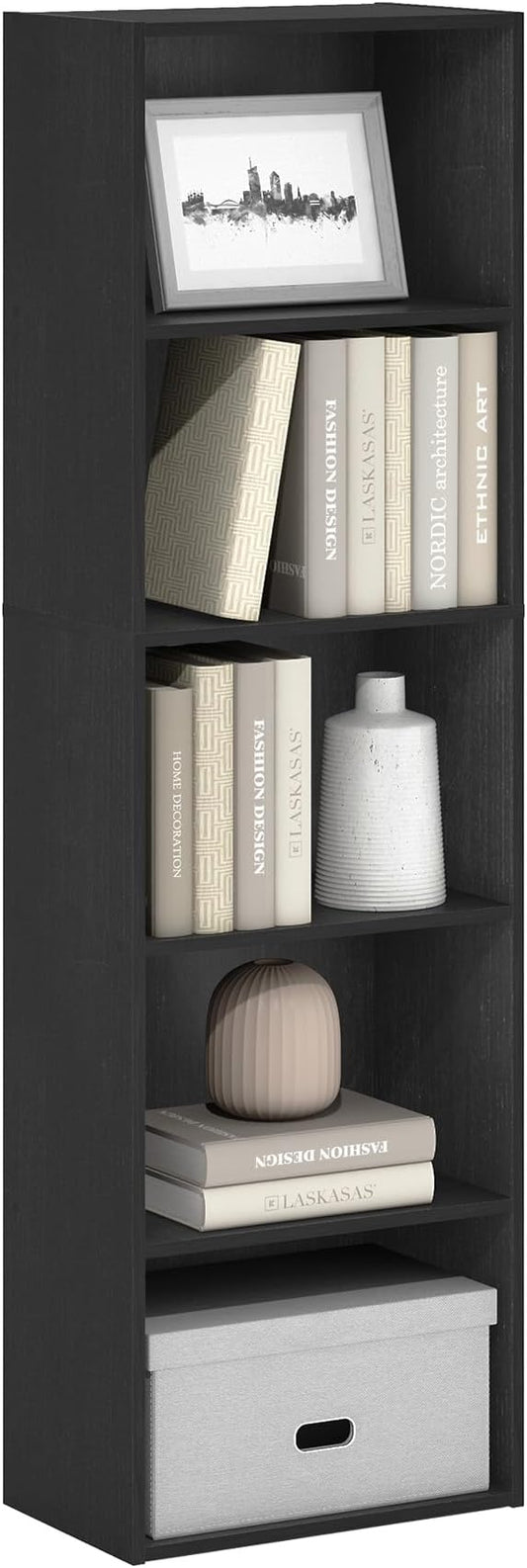 Furinno Luder Bookcase / Bookshelf / Storage Shelves, 5-Tier, Blackwood-NeatNest