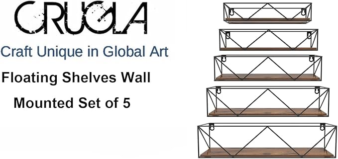 CRUGLA Bathroom Shelves Wall Mounted Set of 5, Hanging Storage Floating Shelf for Bathroom, Kitchen, Bedroom, Living Room Home Decor-NeatNest