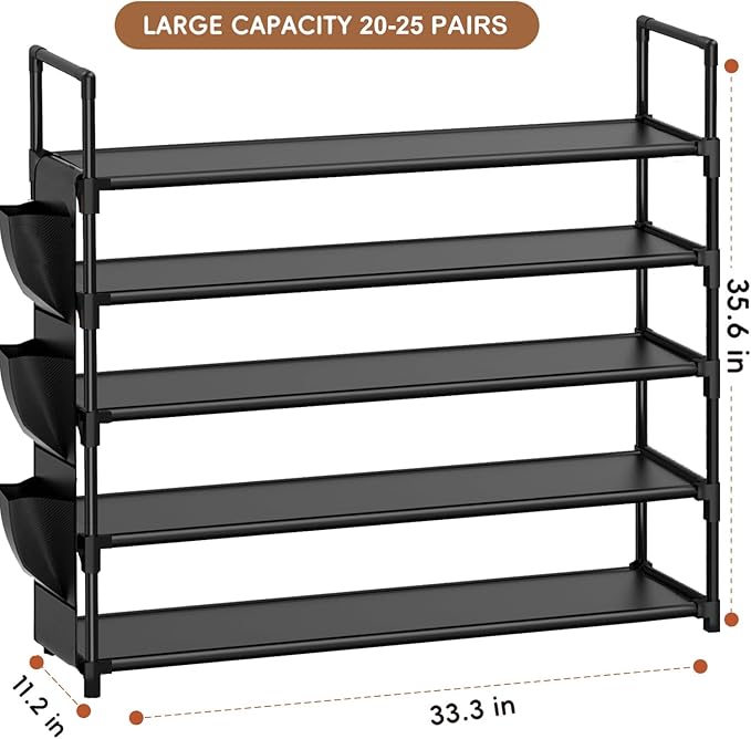 Shoe Rack 5 Tier Shoe Organizer Storage 20-25 Pairs Shoes Rack for Closet Shoes Rack Organizer Entryway Shoe Holder Space Saving Shoe Shelf Shoe Stand Large Tall Shoes Tower Garage Door-NeatNest