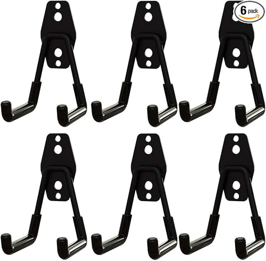 Garage Storage Utility Hooks, NinBase Heavy Duty Steel Wall Mount Hooks with Anti-Slip Coating, Wall Mount Storage Organizer for Hanging Power and Garden Tools, Ladders, Hose, Bikes, Ropes, Bulk Items-NeatNest