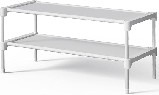 Kitsure Shoe Rack - Non-Woven Shoe Rack Shelf, Shoe Organizer for Closet, Entryway, Garage & Corridor, Stackable Shoe Shelves, Small, White