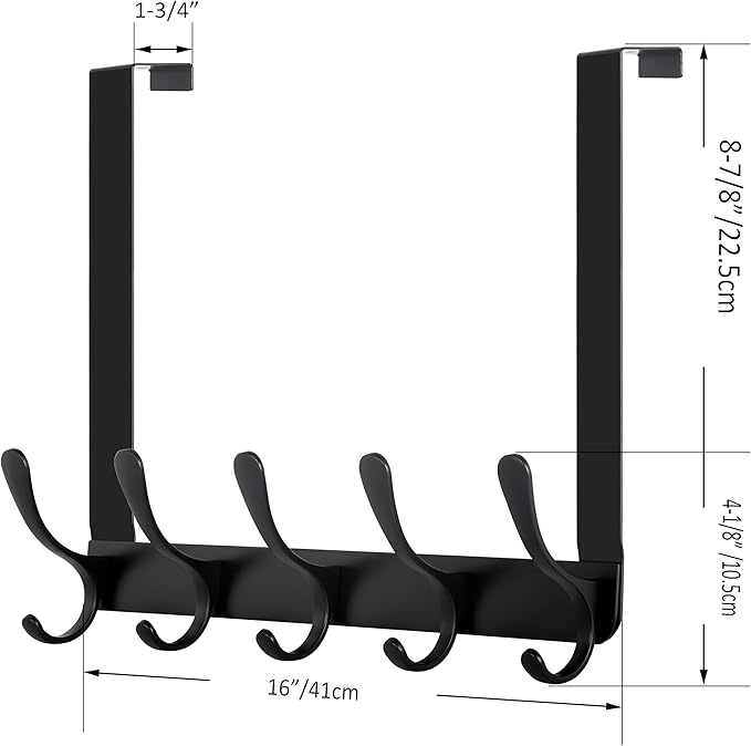 WEBI Over The Door Hooks for Hanging,Door Hanger,Over The Door Towel Rack Coat Rack Towel Hanger for Coats,Clothes,Bathroom,Black