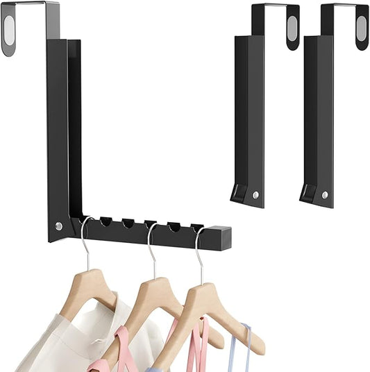 2 Pack Over The Door Hanger, Folding Over The Door Drying Rack for Laundry,Overdoor Hanger Hook,Small Clothes Drying Rack for Dorm Portable Black