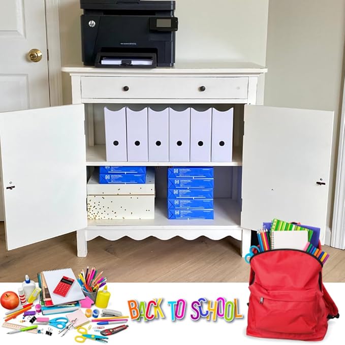 Evelots Magazine File Holder - Set of 24 White - Office Desk Organizer - Sturdy Cardboard - New Upgraded Double Front Panel for More Stability - Full 4 Inch Wide - Easy Assemble