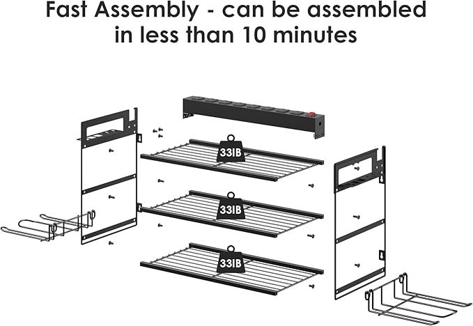 CCCEI Garage Tools Storage with Charging Station. Power Tool Battery Organizer Utility Shelf with Power Strip. 4 Drills Holder Wall Mount Rack, Black 3 Layer.-NeatNest