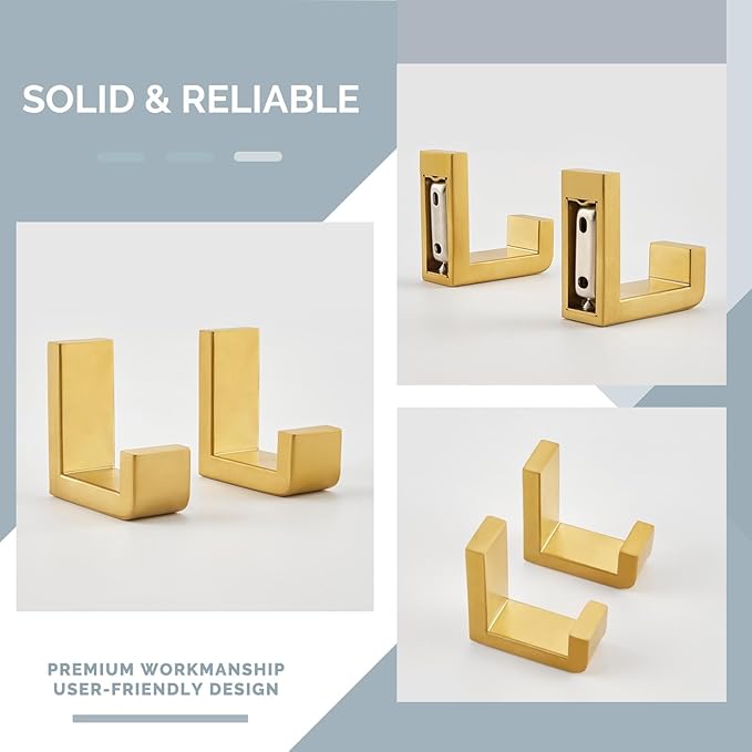 Angle Simple Towel Hook Brushed Gold 2 Pack, 304 Stainless Steel Robe Hook for Bathroom