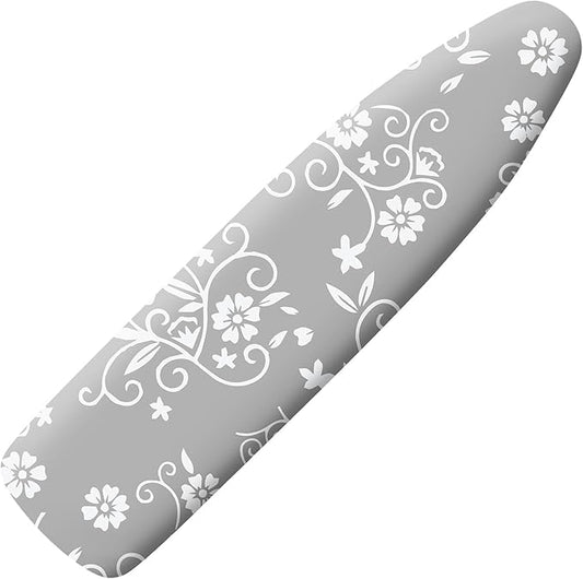 Extra Thick Ironing Board Cover and Pad, 15x54 Ironing Board Cover, Resist Scorching and Staining,Elastic Edges,Grey Flower Modern Art