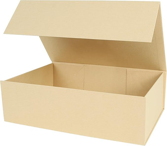 Aimyoo Striped Brown Collapsible Gift Box with Magnetic Closure Lids 13.8x9x4.3 in, Large Bridesmaid Groomsman Proposal Boxes, Rectangle Present Box for Graduation Birthday Storage 1 Pack-NeatNest