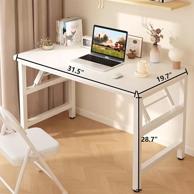 31.5 Inch Folding Table，Square Folding Desks for Small Space,Small Foldable Desk No Assembly,Rustic Brown.-NeatNest
