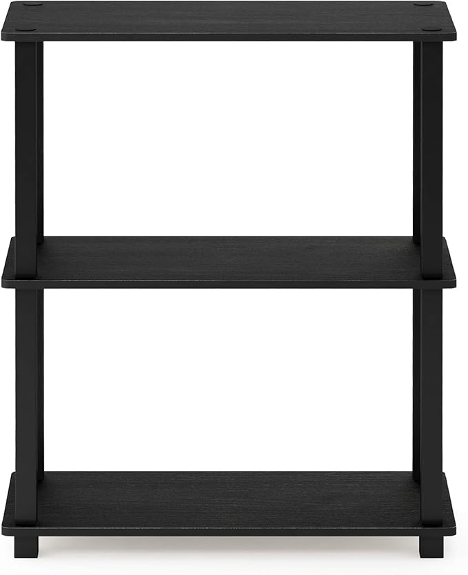 Furinno Turn-S-Tube 3-Tier Compact Multipurpose Shelf Display Rack with Square Tube, Americano/Black-NeatNest