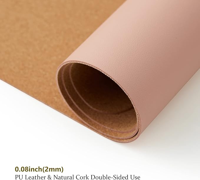 Cork Desk Mat - Dual-Sided Desk Pad for Office and Home - Desk Organization and Accessories - Ideal for Large Mouse Pad and Desk Mats on Top of Desks(Pink,31.5"x 15.7")-NeatNest