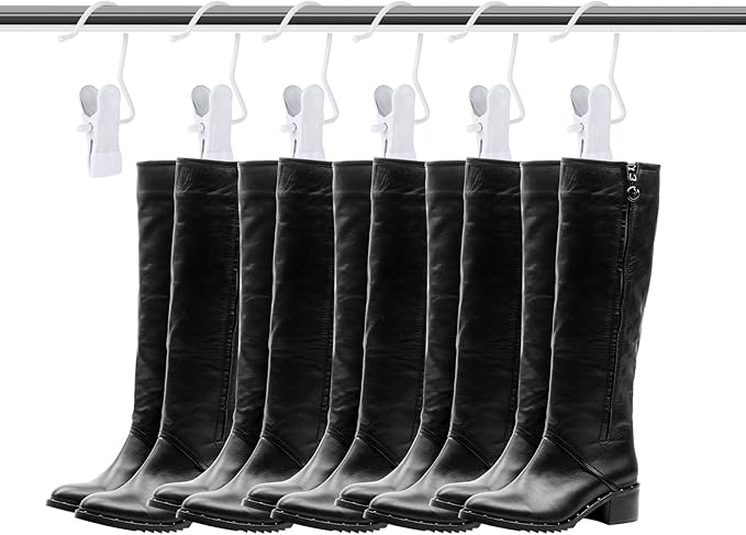 Hotop Boot Hanger Clips for Closet, Laundry Hanging Hooks Heavy Duty Clips Boot Holder Portable Single Hooks Space Saving for Pants Jeans Clothes Hats Tall Towels(White,48 Pieces)-NeatNest