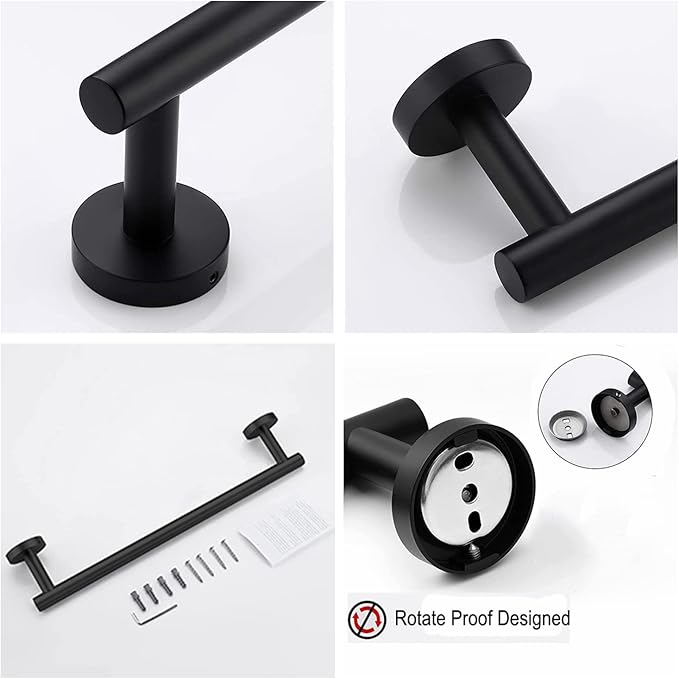 16 Inch Towel Bar 2 Pack for Bathroom 9/12/16/24/28/33 Inch Kitchen Hand Towel Holder Matted Black Stainless Steel 304 RUSTPROOF Wall Mount Towel Rod 2 of Pack (2, Matted Black, 16 Inch)