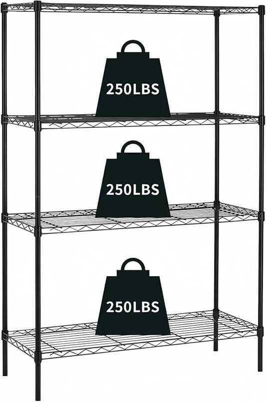 4-Tier Storage Shelves Adjustable,Wire Shelving Heavy Duty Storage Rack Metal Shelf Organizer Wire Rack Shelf for Pantry Garage Kitchen 36" D x14 W x 54" H -Black-NeatNest