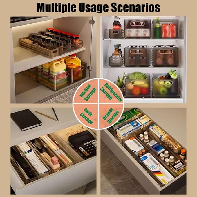 Foldable Storage Bins, Plastic Expandable Boxes for Organizing, Adjustable from 11-18.8" Drawer Organizers Separators Dividers for Bedroom Kitchen Utensils Tools Closet, Small Grey-NeatNest