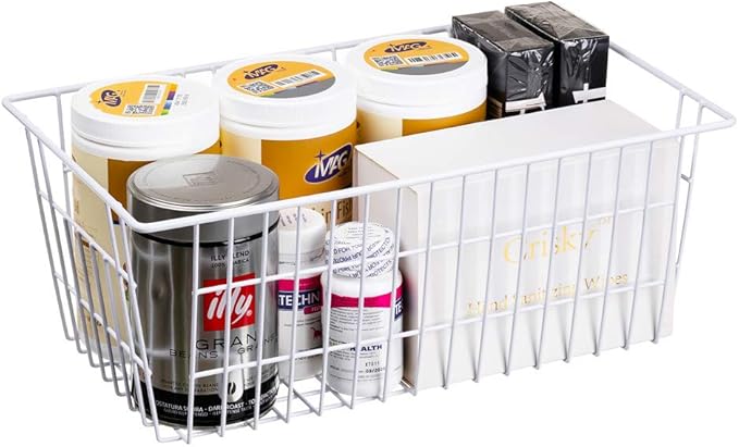 SANNO 14" Freezer Baskets Wire Storage Baskets for Organizing Pantry Organization Bins Cabinets - Metal Basket Kitchen, Laundry, Garage, Fridge, Bathroom Countertop Organizer-NeatNest