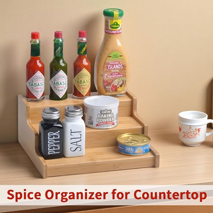 2 Pack Spice Rack Organizer for Cabinet - Enhance Spice Organization for Cabinet with Practical Spice Shelf Organizer for Cabinet & Efficient Cabinet Spice Organizer-NeatNest