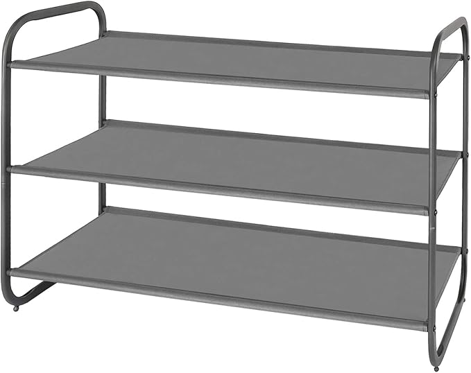 MAX Houser 3-Tier Shoe Rack, Fabric Shoe Shelf for Closet Bedroom Entryway (Dark Grey)-NeatNest