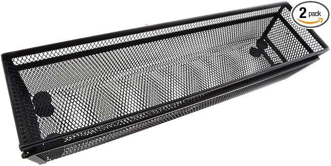 HAHIYO Stackable Mesh Tray Cup 12 x 3 x 2 inches Sturdy Container for Desk Drawer Organizer Collection for Home Office School kitchen Soft Foam Feet No Sharp Edges 2 Pack Black-NeatNest