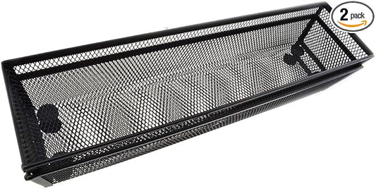 HAHIYO Stackable Mesh Tray Cup 12 x 3 x 2 inches Sturdy Container for Desk Drawer Organizer Collection for Home Office School kitchen Soft Foam Feet No Sharp Edges 2 Pack Black-NeatNest