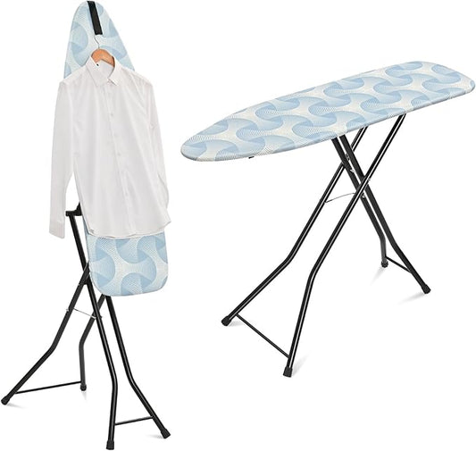 APEXCHASER Ironing Board, Full Size Steam Iron Board,Large Heavy-Duty Sturdy Metal, Dual-use for Both Flat and Steam Iron Foldable Ironing Board with Heat Resistant Cover, 14x48, Blue