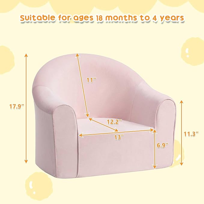 ALIMORDEN Adorable Toddler Chair, Snuggly Soft Foam Seat for Little Ones with Removable Washable Cover - Small Kids Reading Couch, Pink-NeatNest